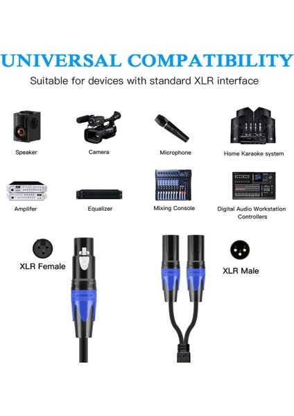 Xlr Ayırıcı Kablo, 1 Xlr Dişi 2 Xlr Erkek Y Kablo Dengeli Mikrofon Ayırıcı Kablosu Ses Adaptörü 1 Paket (Yurt Dışından)