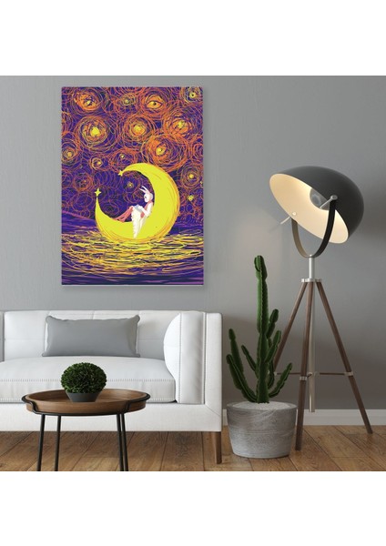 Home Tavşan Kız ve Ay Fantastik Kanvas Tablo 70X100CM