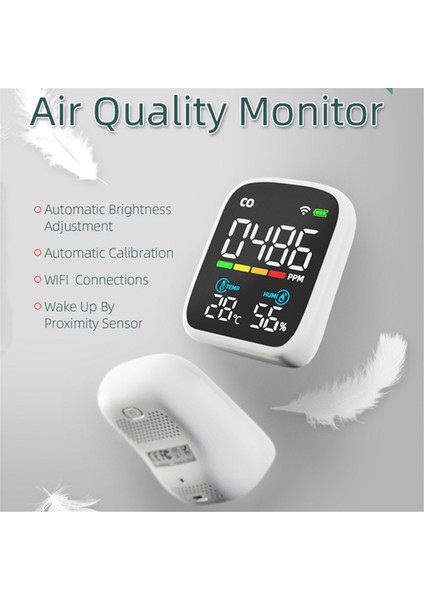 PV28 Akıllı Wıfı Mini Co Dedektörü, 3'ü 1 Arada Iç Hava Kalitesi Monitörü, Co Sıcaklık Nem Ölçer Monitör Co Test Cihazı (Yurt Dışından)