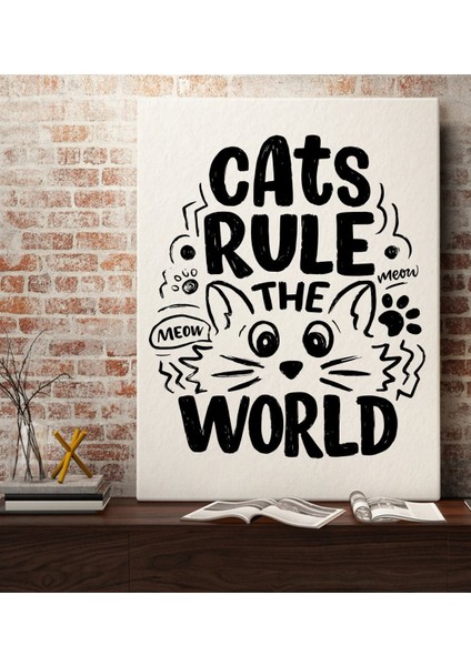 Gift Cats Rule The World Tasarımlı Kanvas Tablo 70X100CM-1
