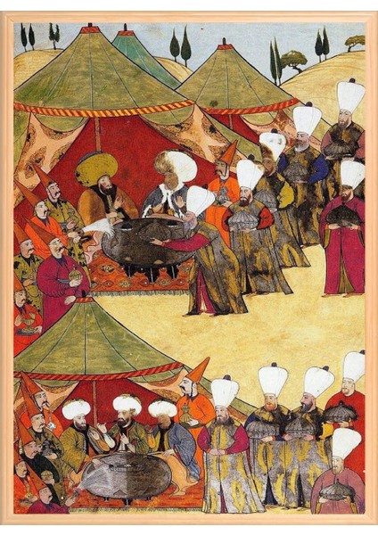 Osmanlı Panayır Minyatür 50 x 70 Çerçeveli Üçlü Pano Set