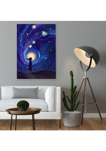 Home Ayın Büyülü Döngüsündeki Gizemli Kız Tasarımlı Kanvas Tablo 70X100CM