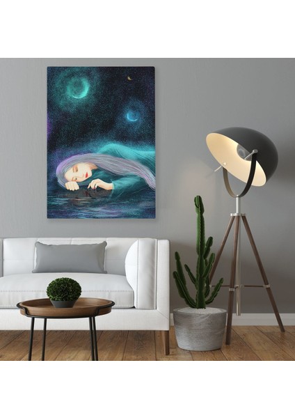 Home Ay Işığındaki Hüzünlü Kız Tasarımlı Kanvas Tablo 70X100CM