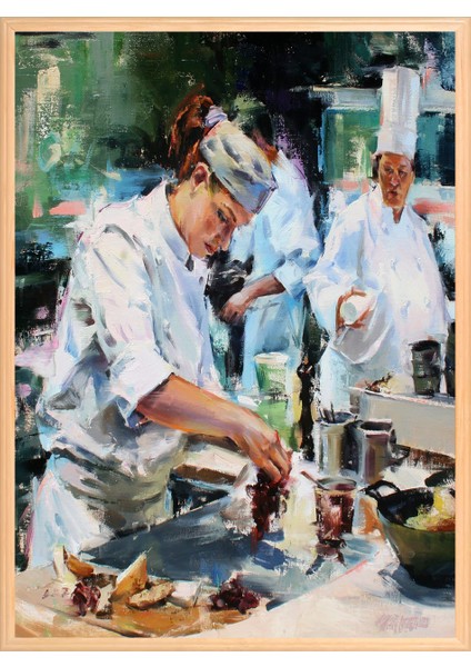 Mutfak Sanatları 50 x 70 Çerçeveli Üçlü Pano Set