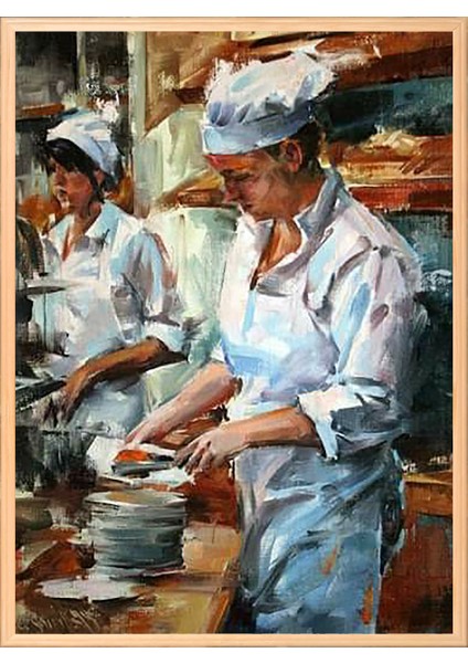 Mutfak Sanatları 50 x 70 Çerçeveli Üçlü Pano Set