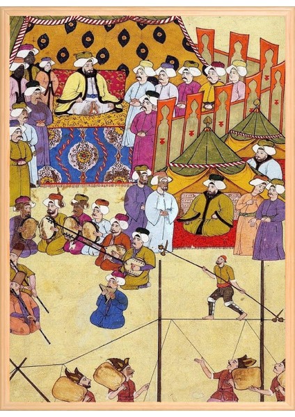 Osmanlıda Panayır 50 x 70 Çerçeveli Üçlü Pano Set