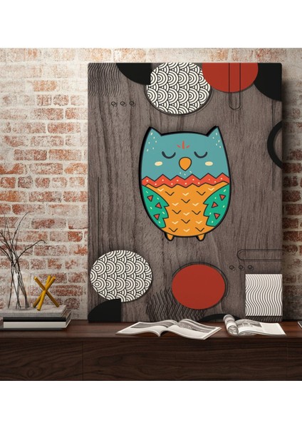 Home Baykuş Tasarımlı Kanvas Tablo 70X100CM-5