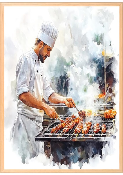 Barbekü 50 x 70 Çerçeveli Üçlü Pano Set