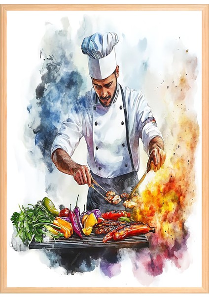 Barbekü 50 x 70 Çerçeveli Üçlü Pano Set