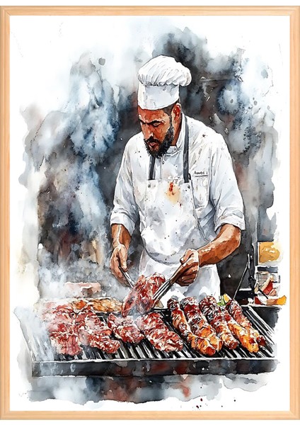 Barbekü 50 x 70 Çerçeveli Üçlü Pano Set