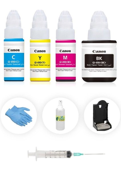 Canon E4240 E3340 Için Orjinal Mürekkepli Siyah ve Renkli Kartuş Dolum Seti
