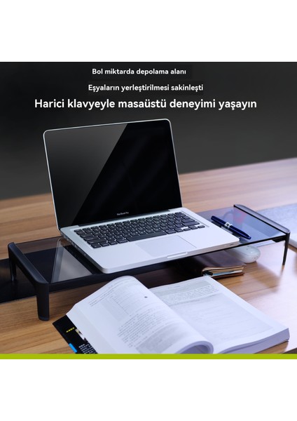 Monitör Yükseltilmiş Raf Dizüstü Bilgisayar Standı Masaüstü Depolama Rafı Hub Çok Fonksiyonlu USB (Yurt Dışından)
