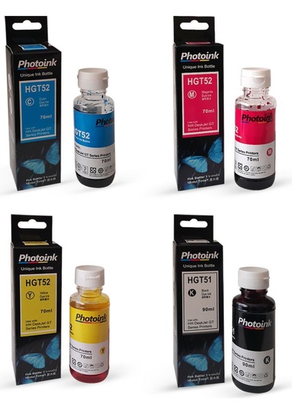 Hp Smart Tank 513 Için 4 Renk 1 Takım Photoink Mürekkep