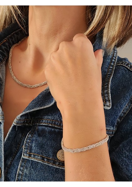 Zırh Örgü Model Çelik Zincir Dokuma 0,5 mm Kolye Bileklik Set