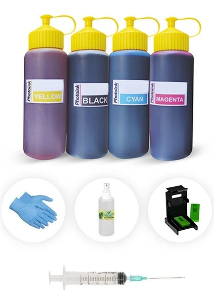 Canon MP190 Için 4 Renk 500ML Photoink Plus Siyah ve Renkli Kartuş Dolum Seti