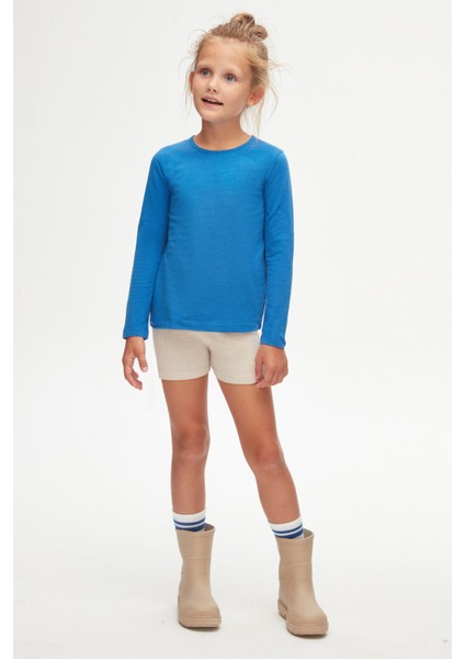 Saks Basic Mevsimlik Likralı Uzun Kollu Kız Çocuk Tişört