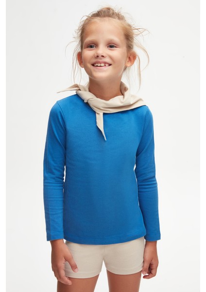 Saks Basic Mevsimlik Likralı Uzun Kollu Kız Çocuk Tişört