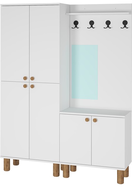 Ferda-1-3 Bohem Ayaklı Aynalı Vestiyer Portmanto Ayakkabılık FRD01