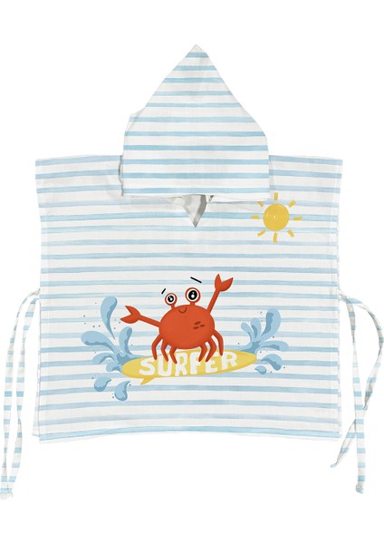 Surfer Crab %100 Pamuk Bebek / Çocuk Müslin Panço
