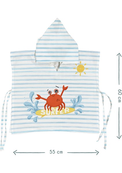 Surfer Crab %100 Pamuk Bebek / Çocuk Müslin Panço