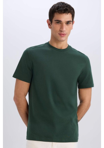 %100 Pamuk New Regular Fit Bisiklet Yaka Basic Düz Kısa Kollu Tişört V7699AZ25SP