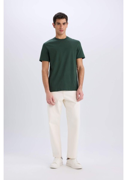 %100 Pamuk New Regular Fit Bisiklet Yaka Basic Düz Kısa Kollu Tişört V7699AZ25SP fiyatları