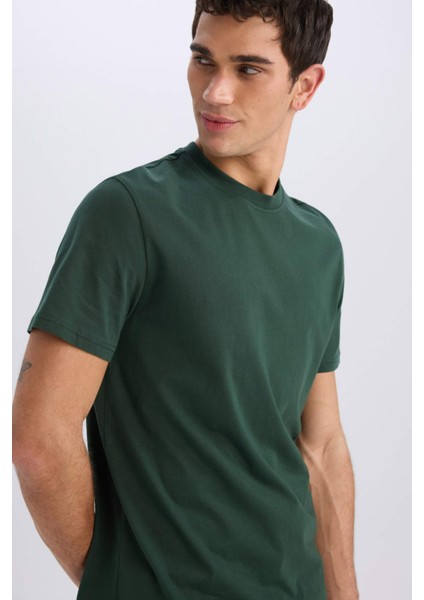 %100 Pamuk New Regular Fit Bisiklet Yaka Basic Düz Kısa Kollu Tişört V7699AZ25SP fırsatları
