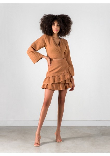 Summer Keten Crop / Bluz Taba Rengi