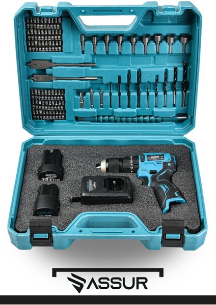 12V 13mm Çelik Mandrenli Şarjlı Matkap Akülü Vidalama 84 Parça modelleri