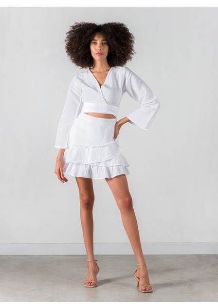 Summer Keten Crop / Bluz Beyaz