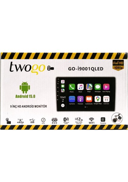GO-İ9001 QLED 9 Inch 2GB+32GB Android 15 Tablet Ekran 4X60W USB Kablosuz Carplay Android Auto