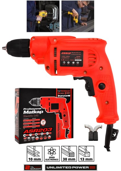 580W Metal Şanzıman 10mm Elektrikli Matkap