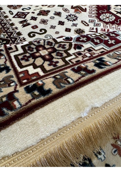 Asaryün Halı Ipek H4320AC Krem Ipeksi Geleneksel Renkli Göbekli Klasik Desen Salon Halısı Modern fırsatları