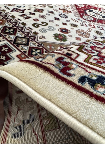 Asaryün Halı Ipek H4320AC Krem Ipeksi Geleneksel Renkli Göbekli Klasik Desen Salon Halısı Modern indirimleri