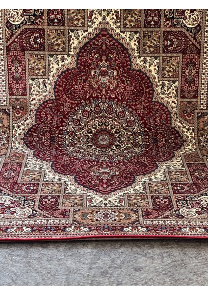 Mda Premium Collection PE0558 Göbekli Klasik Salon Halısı Özel Desen Iran Halısı Tarzı Kırmızı Bordo