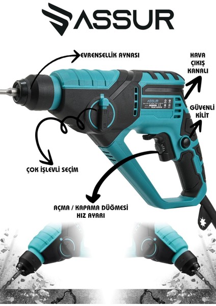 250W 2 Kademeli Bakır Sargılı Darbeli Kırıcı Delici Hilti
