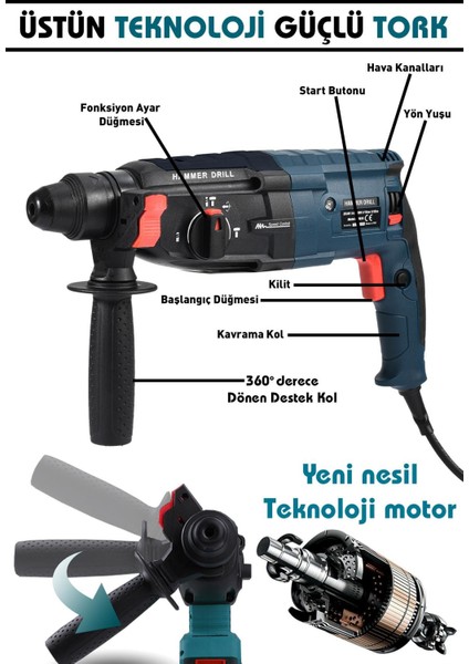 Profesyonel Metal Şanzıman Kırıcı Delici Hilti Darbeli Matkap 2-28mm