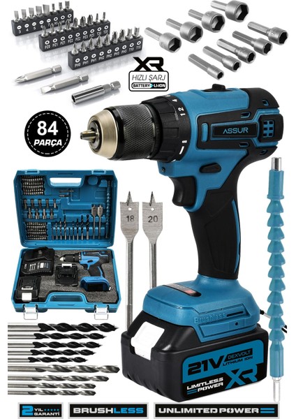 21V Akülü Vidalama Kömürsüz Motor Şarjlı Matkap