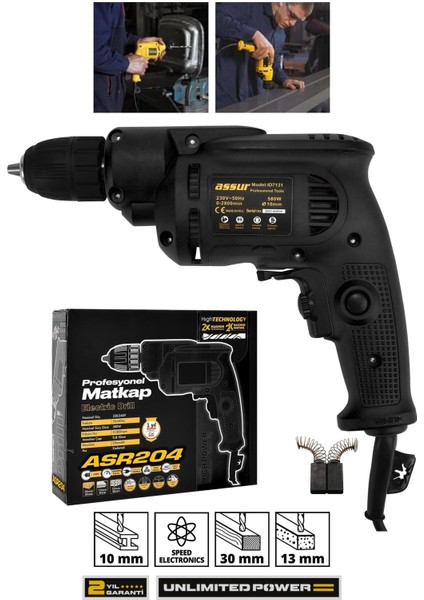 580W Metal Şanzıman 10mm Elektrikli Matkap