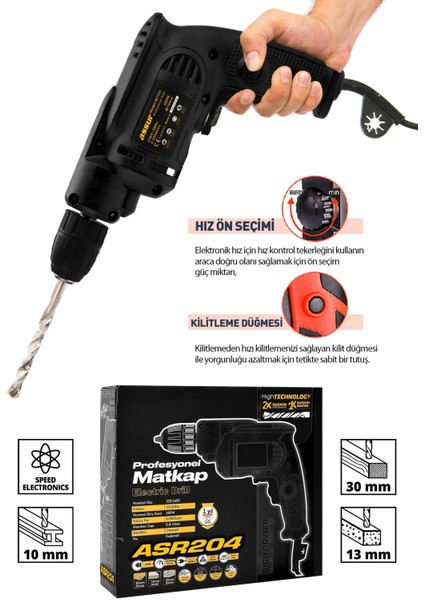 580W Metal Şanzıman 10mm Elektrikli Matkap