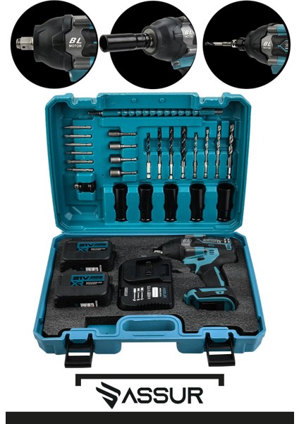 21V Çift Akülü Vidalama Darbeli Kömürsüz 800Nm 15 Pilli Somun Sökme Sıkma modelleri