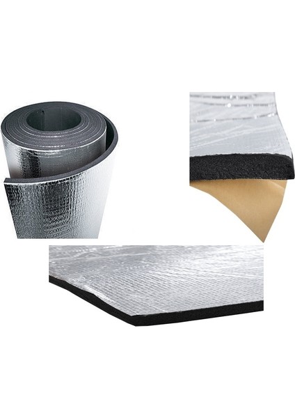 9mm kalınlık- 200*100 cm (2m2) Alüminyum Folyo Kaplı Oto Araç Kaput Ses Yalıtım Süngeri Yapışkanlı Alev Almaz