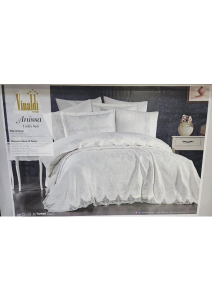 Vnl 7 Parça Gelin Seti Anissa Krem Gümüş