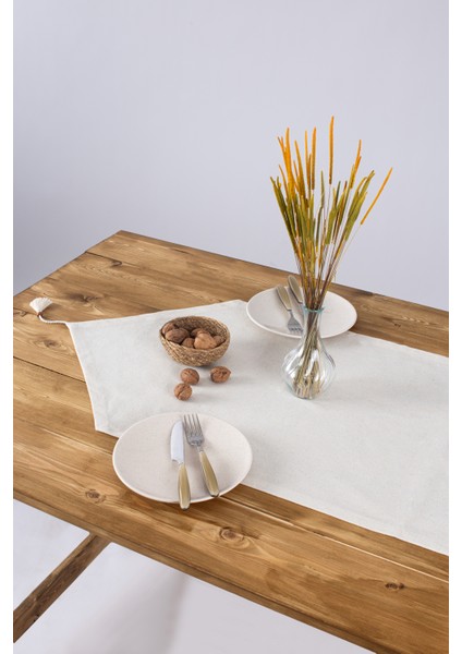 Doku | Üçgen Uçlu Keten Runner 40 x 150 Cm