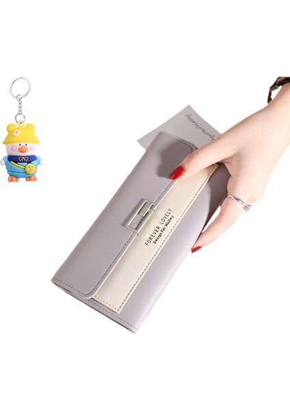 Bayan Cüzdan Kadın Clutch Uzun Üç Katlı Cüzdan Toka Çoklu Kart Yuvası Para Cüzdanı (Yurt Dışından)