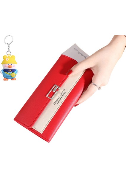 Bayan Cüzdan Kadın Clutch Uzun Üç Katlı Cüzdan Toka Çoklu Kart Yuvası Para Cüzdanı (Yurt Dışından)