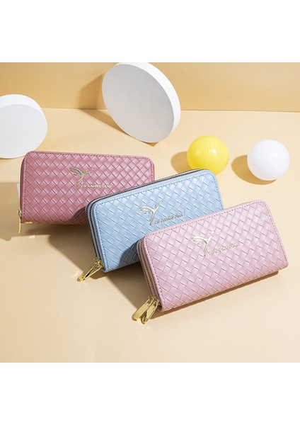 Bayan Cüzdan Uzun Moda Çift Fermuarlı Büyük Kapasiteli Clutch Kart Tutucu (Yurt Dışından)