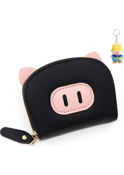 Kısa Organ Kart Tutucu Kimlik Çantası Şeker Renkli Sevimli Domuz Çoklu Kart Yuvası Kart Tutucu Para Cüzdanı Fermuarlı Çanta (Yurt Dışından)