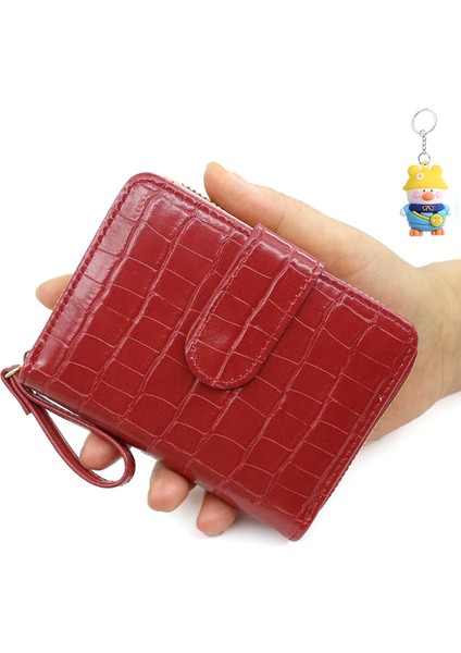 Bayanlar Cüzdan Kısa Akordon Kart Yuvası Toka Para Cüzdanı Kimlik Çantası Fermuarlı Clutch (Yurt Dışından)