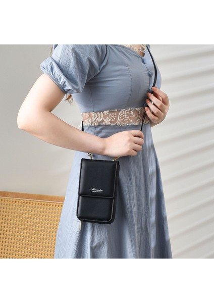 Moda Bayan Cüzdan Fermuarlı Çanta Basit Küçük Kare Çanta Manyetik Toka Omuz Crossbody Çanta (Yurt Dışından)